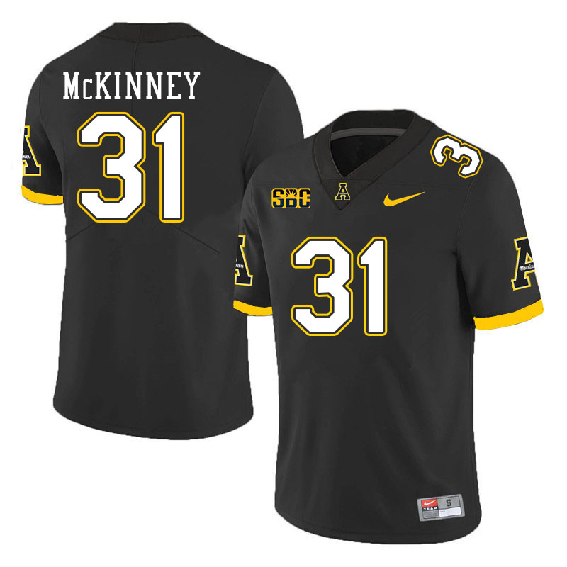 Men #31 Dyvon McKinney Appalachian State Mountaineers College Football Jerseys Stitched Sale-Black